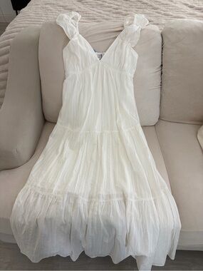 HYFVE Cream Smocked Waist Maxi Dress